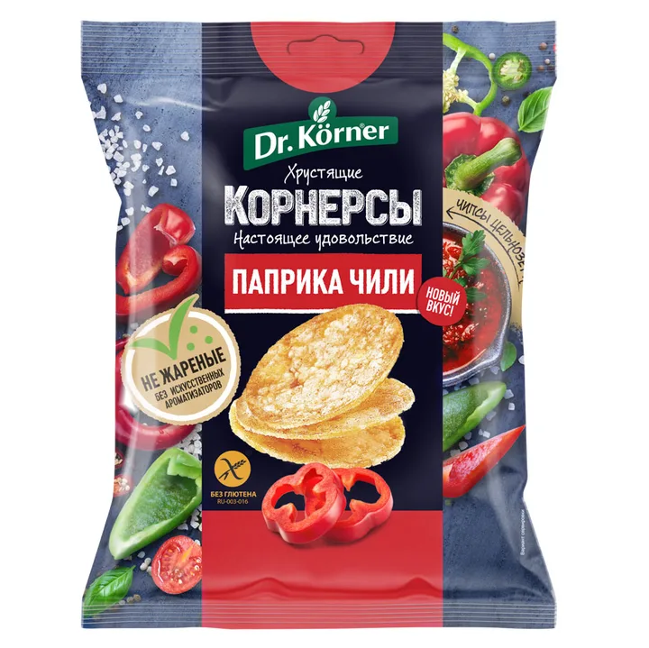 Чипсы цельнозерновые кукурузно-рисовые с паприкой и чили