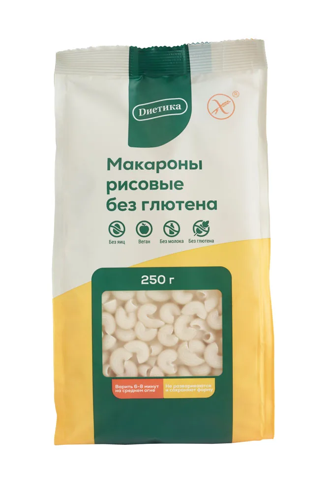 Макаронные изделия фигурные из рисовой муки. Рожок средний