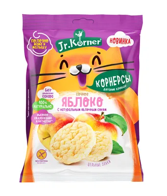 Jr.Korner. Хлебцы хрустящие: Рисовые мини хлебцы с яблочным соком