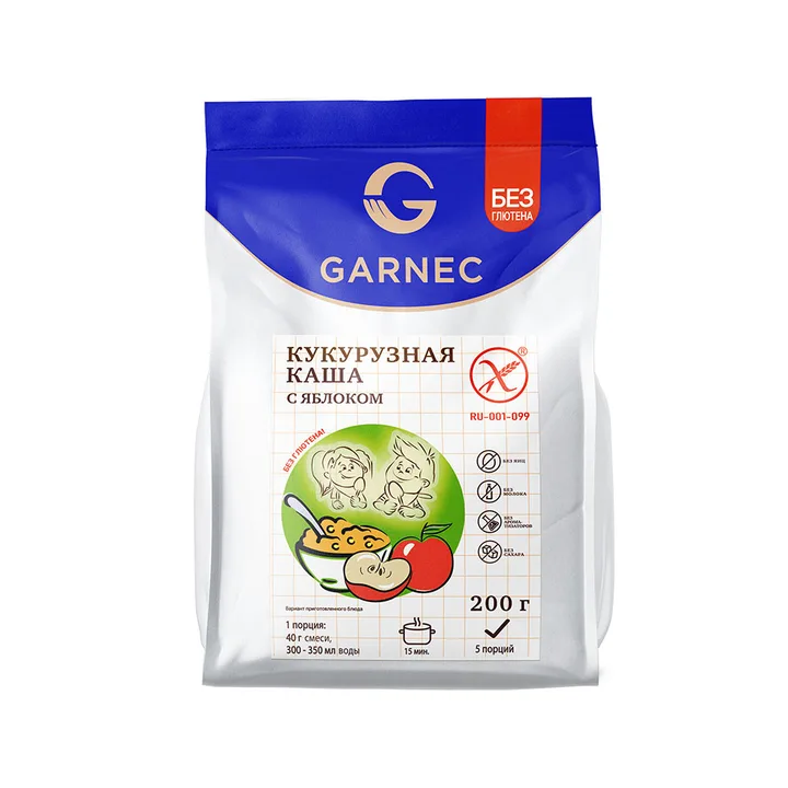 Смесь сухая для приготовления вторых блюд. Каша кукурузная с яблоком