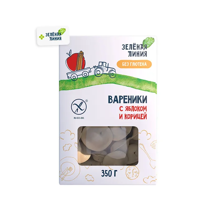Зеленая линия. Вареники без глютена с яблоком и корицей