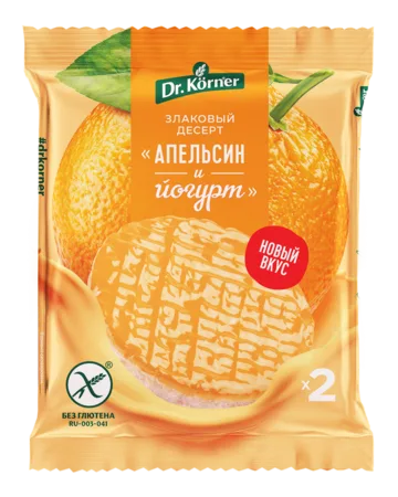 Продукт хрустящий зерновой «Злаковый десерт рисовый апельсиновый с йогуртом» глазированный
