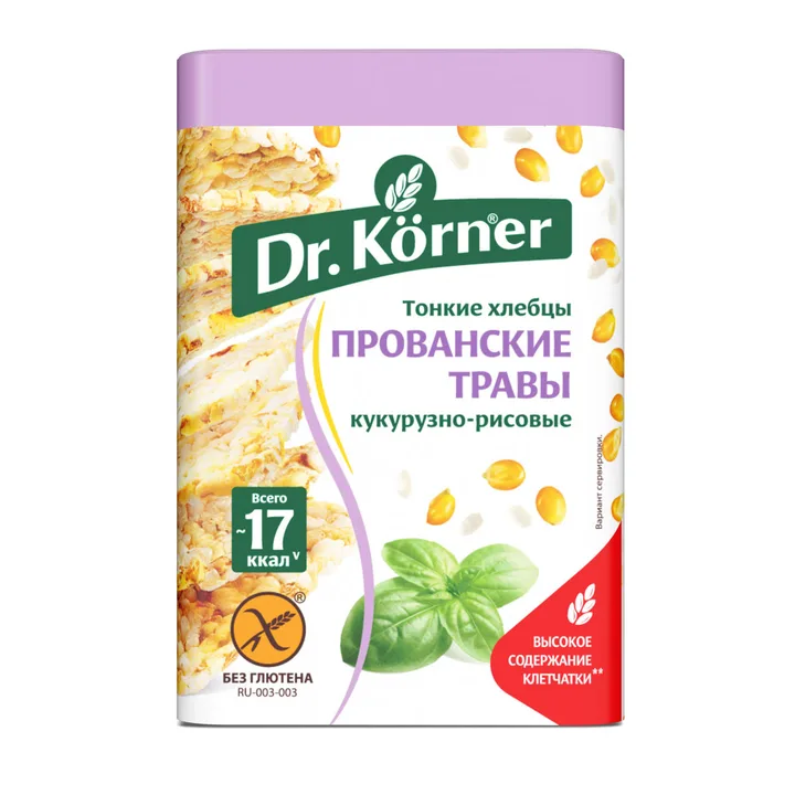 Хлебцы хрустящие кукурузно-рисовые с прованскими травами "Dr.Körner"