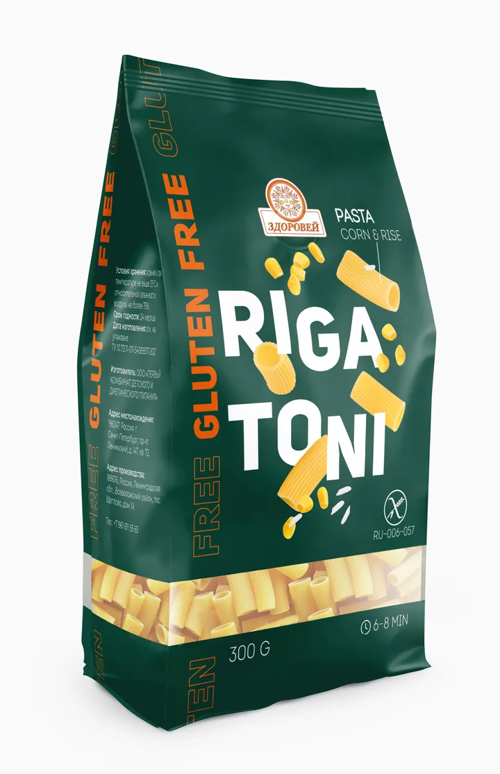 Макаронные изделия из кукурузы и риса «Rigatoni»