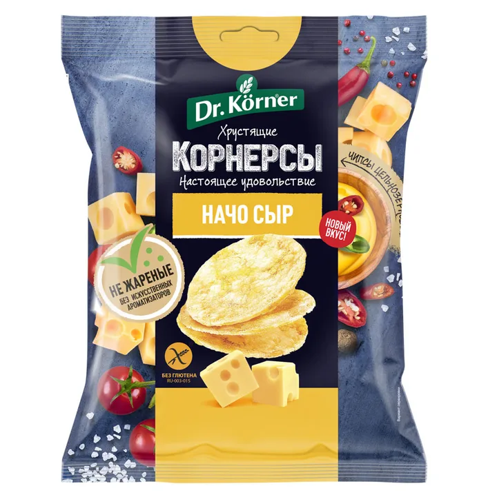 Чипсы цельнозерновые кукурузно-рисовые с сыром начо