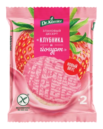 Продукт хрустящий зерновой «Злаковый десерт рисовый клубничный с йогуртом» глазированный