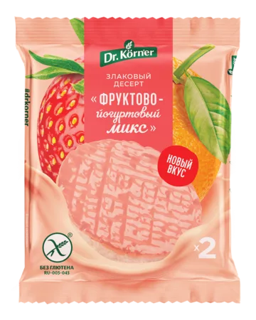 Продукт хрустящий зерновой «Злаковый десерт рисовый фруктово-ягодный с йогуртом» глазированный