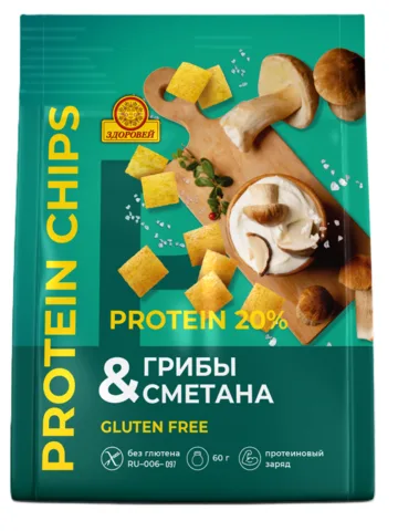 Протеиновые чипсы со вкусом "Грибы и сметана"